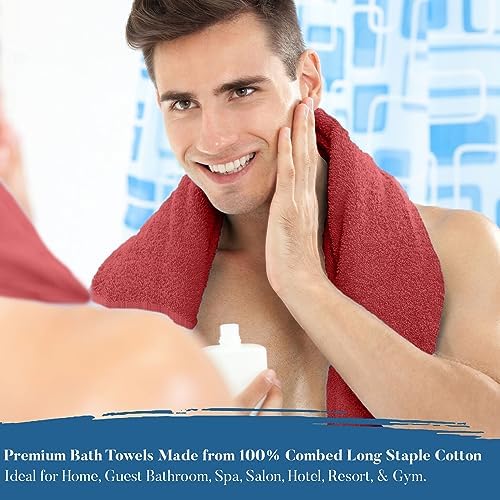 DAN RIVER 100 Cotton Bath Towels 27x54 Red 550 GSM 4-Pack
