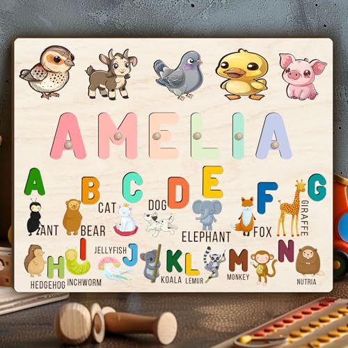 Personalized Wooden Name Puzzle for Baby Toddler 1