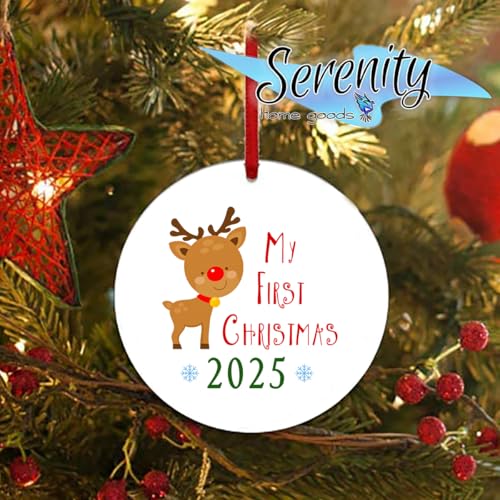 My First Christmas Ornament 2025 3 Ceramic Reindeer Keepsake