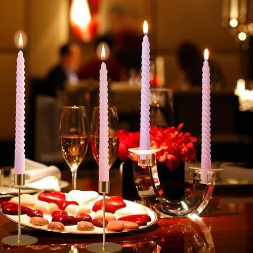 8PCS 10inch Pink Spiral Taper Candles for Valentines Day