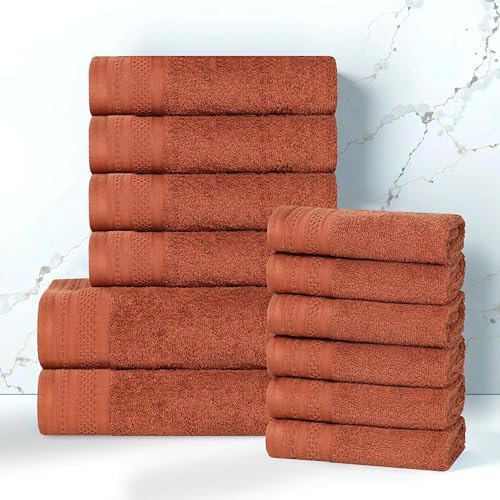 Superior 12-Piece Cotton Towel Set with Waffle Border