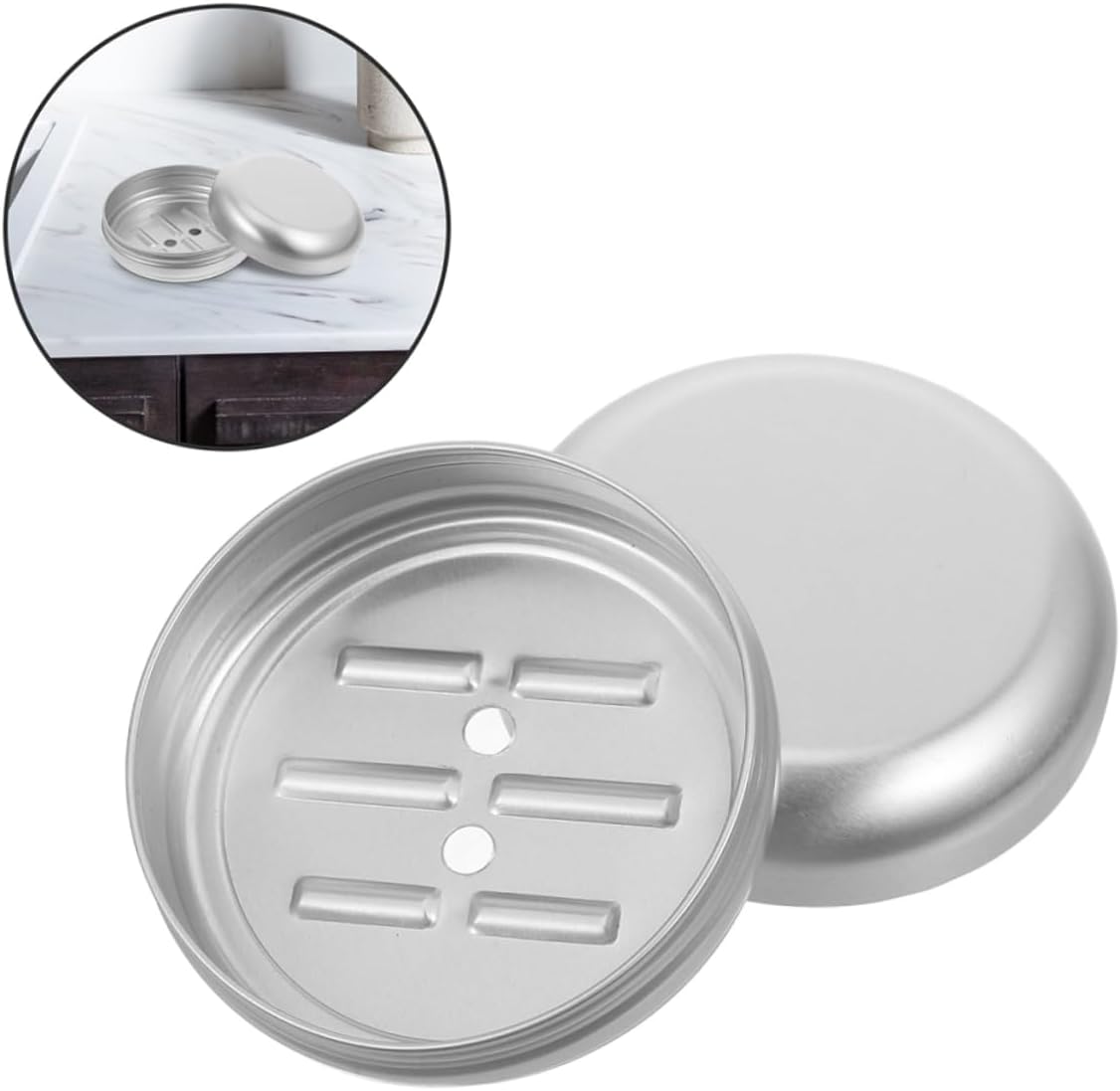 ABOOFAN Travel Round Aluminum Soap Holder Leakproof