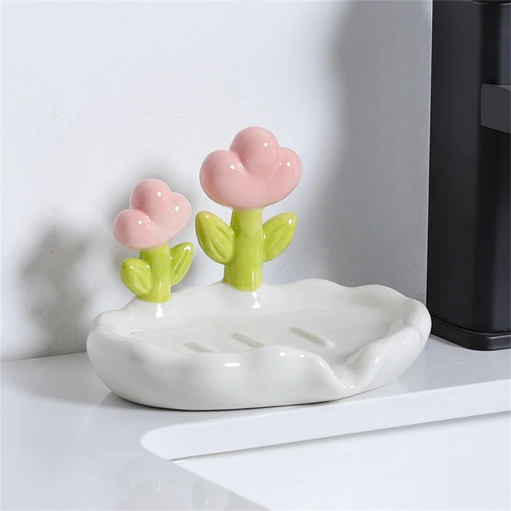 Decorative Plastic Flower Soap Holder for Bathroom and Kitchen