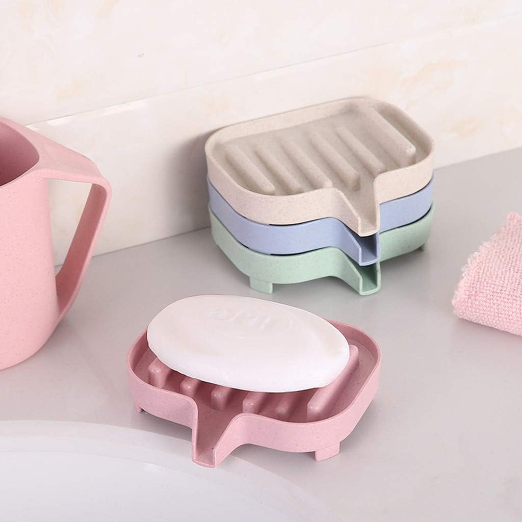 Yu2d 2PC Flexible Bathroom Soap Dish Holder with Drain Pink