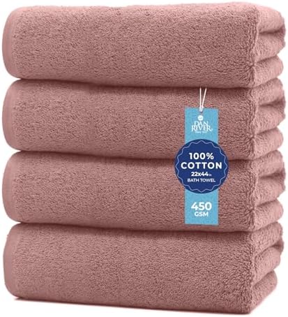 DAN RIVER 4 Pack Bath Towels DustyRose 22x44 Inches