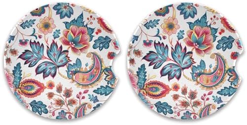 Takiito Paisley Flower Car Coasters 2 Pack 1