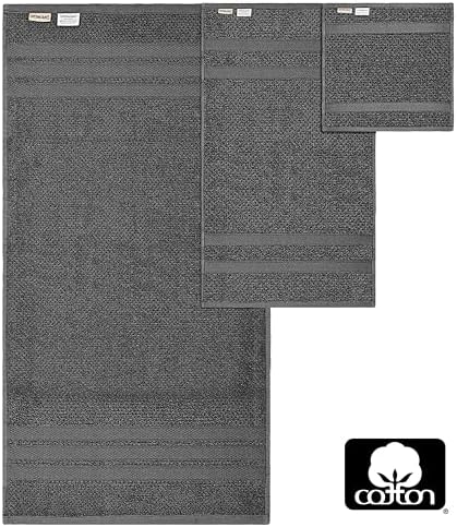 COTTON CRAFT Popcorn Towel Set - 10 Piece Charcoal Grey 1