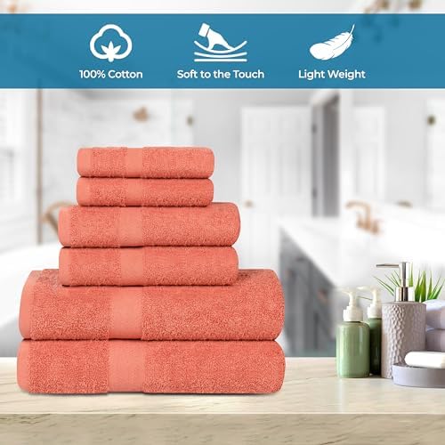 Superior 6-Piece Cotton Towel Set with Chevron Trim