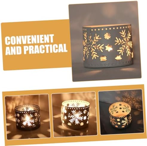 Iron Hollow Candle Holders Set Snowflake Christmas Decor