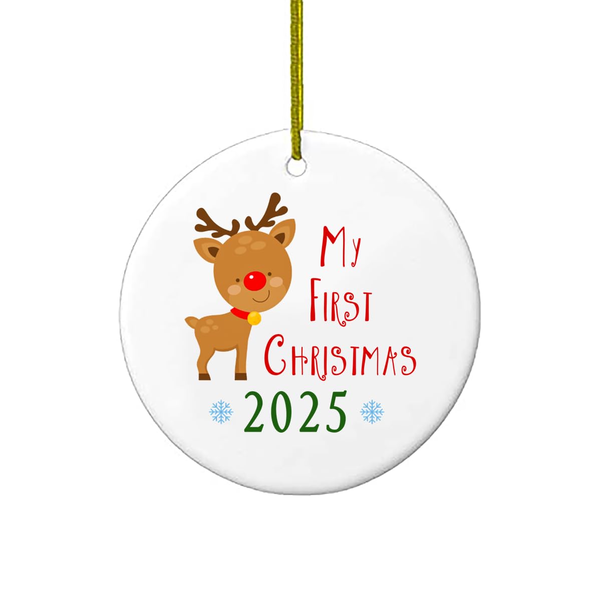 My First Christmas Ornament 2025 3 Ceramic Reindeer Keepsake