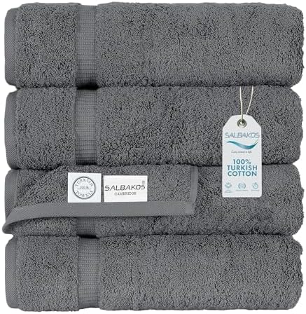 SALBAKOS Premium 4 Piece Bath Towel Set - Gray