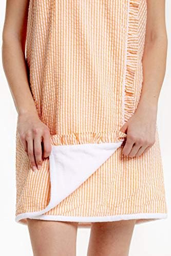 100 Cotton Seersucker Spa Wrap in Orange