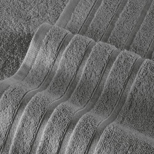 Elegant Comfort 6-Piece Viscose Stripe Towel Set - Gray