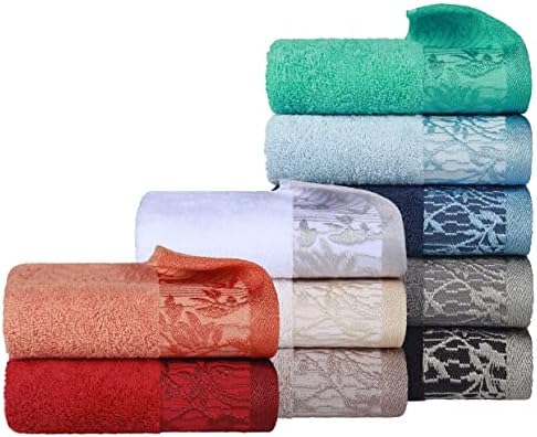 Superior Cotton Hand Towels Set of 4 with Grey Border