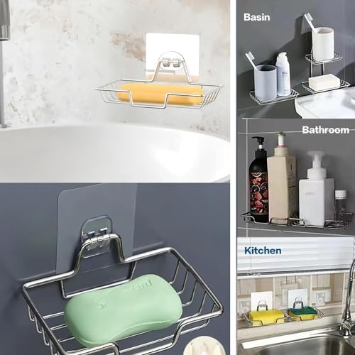 AKOAK 1 Pack Wall-Mounted Soap Dish Holder - Silver