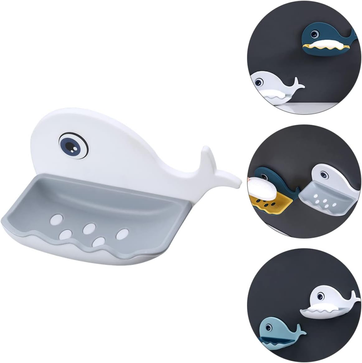 Modern Whale-Shaped Wall Soap Holder with Adhesive Base