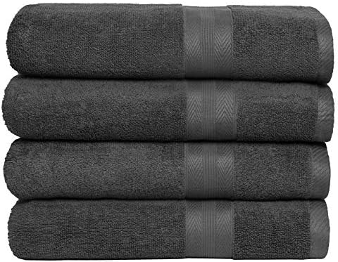 BOUTIQUO Premium Cotton 4 Pack Bath Towel Set - Charcoal Grey 1