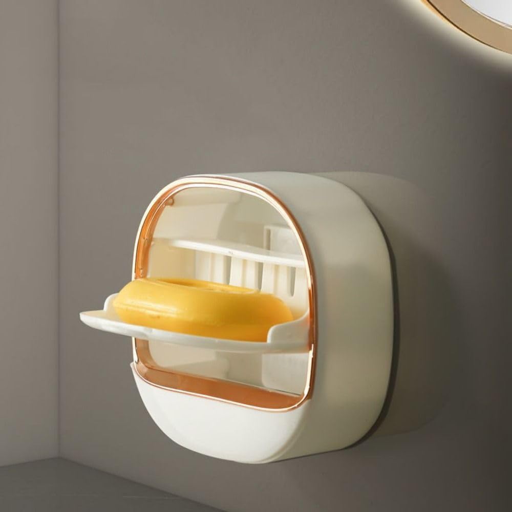Wall-Mounted Soap Holder with Drain Tray - White 1