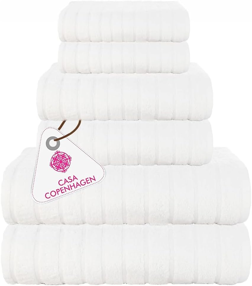 CASA COPENHAGEN White Egyptian Cotton Towel Set of 6