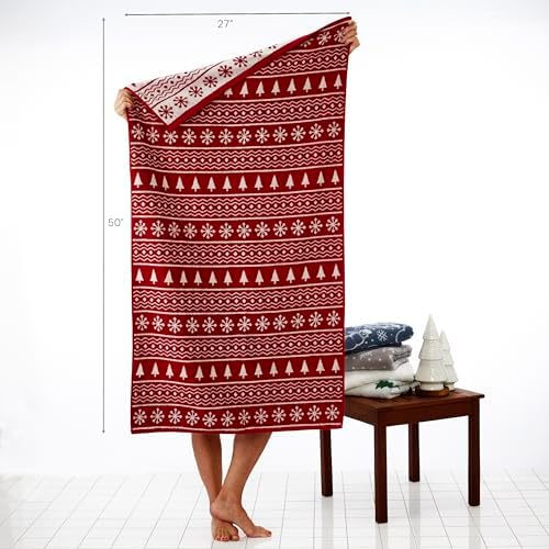SKL Home Winter Fair Isle Bath Towel Red