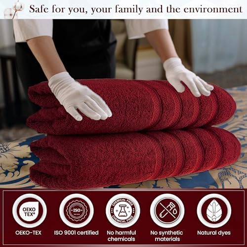 HALLEY Turkish 2 Pack Bath Towels - 650 GSM Red