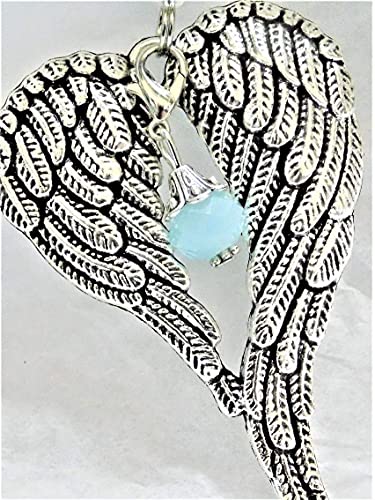Baby Boy Memorial Angel Wings with Light Blue Bead