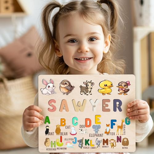 Personalized Wooden Name Puzzle for Baby Boy or Girl