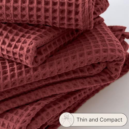 Viva Maison Red Waffle Bath Towel Set of 2