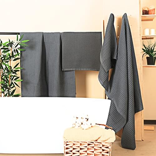Luxury Waffle Towel Set 4 Pieces Anthracite