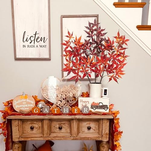 3Pcs Artificial Maple Leaf Branches 30 Fall Decor Stems