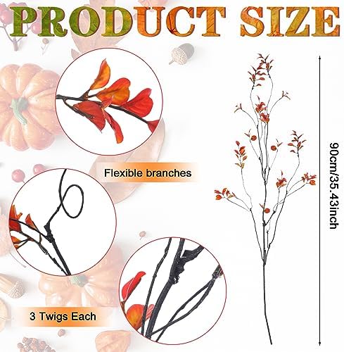Riceshoot 6 Pcs Artificial Autumn Leaves Branches