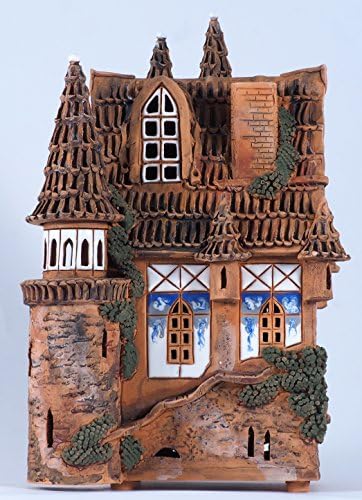 Midene Handmade Ceramic Tealight Candle Holder Fantasy Light House