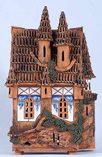 Midene Handmade Ceramic Tealight Candle Holder Fantasy Light House