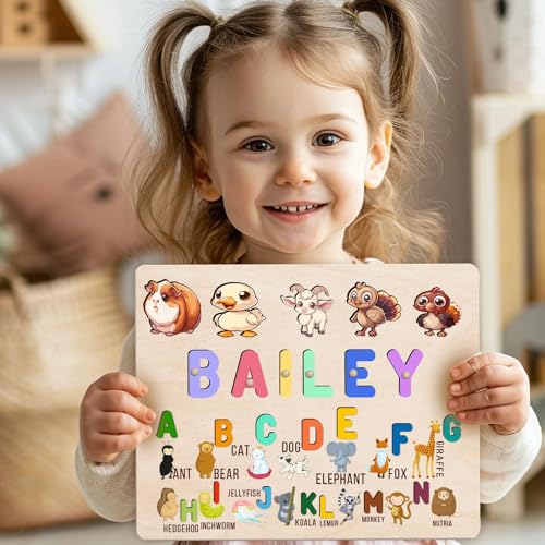 Personalized Wooden Name Puzzle for Kids 1-3 Years 1