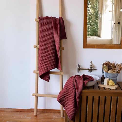 Viva Maison Red Waffle Bath Towel Set of 2