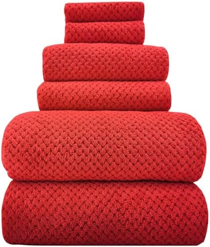 YTYC Oversized Bath Towels Set of 6 Red