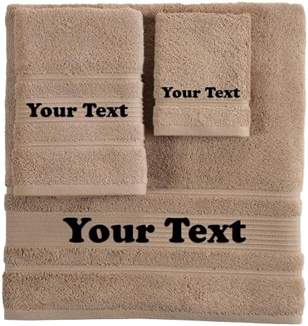 Custom Embroidered 3-Piece Brown Towel Set