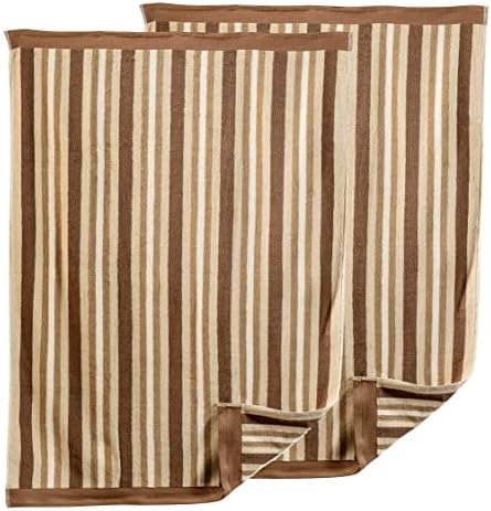 Superior Luxurious Stripes Bath Sheet Set 2-Piece Chocolate