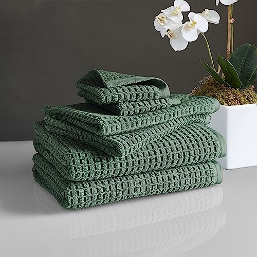 DKNY Quick Dry Cotton Towel Set - 2 Bath 2 Hand 2 Washcloths Moss