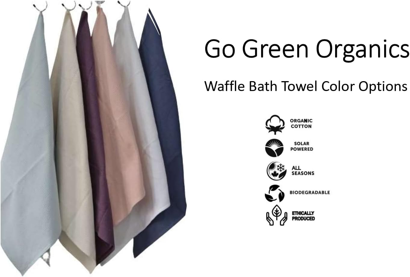 GO GREEN ORGANICS Waffle Bath Towel Pack of 2
