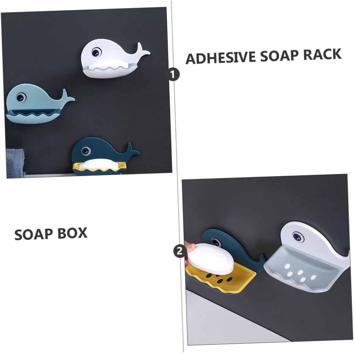 SWOOMEY Whale Shaped Soap Holder Wall Mounted Adhesive