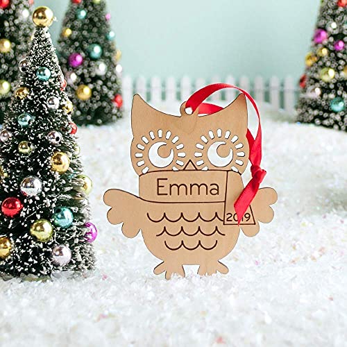 Personalized Babys First Christmas 2024 Owl Ornament Wood Handmade
