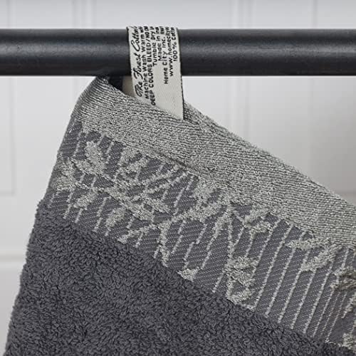 Superior Cotton Hand Towels Set of 4 with Grey Border