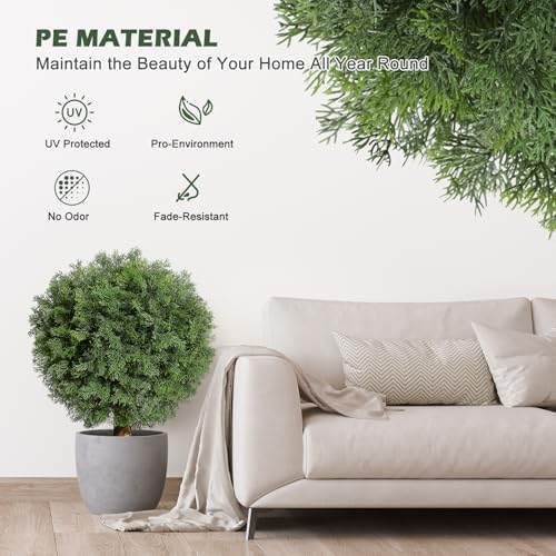 GarveeHome 24 Artificial Cedar Topiary Ball Tree 2 Pack