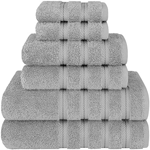 American Soft Linen 6 Piece Towel Set and 20X34 Bath Mat Bundle