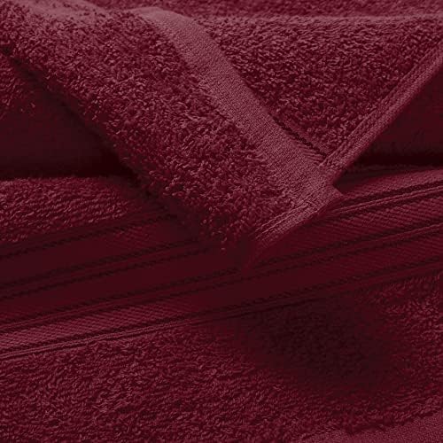 BOUTIQUO 100 Cotton Bath Towel Set 28x55 Burgundy 1