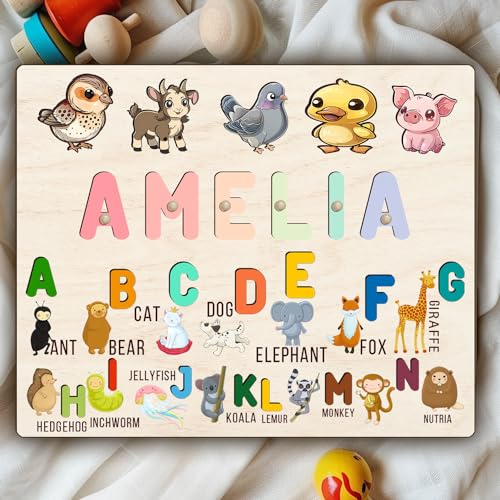 Personalized Wooden Name Puzzle for Baby Toddler 1