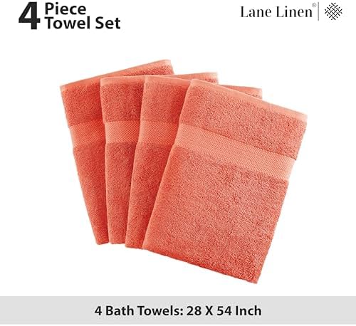 LANE LINEN 100 Cotton Bath Towel Set 4 Pieces