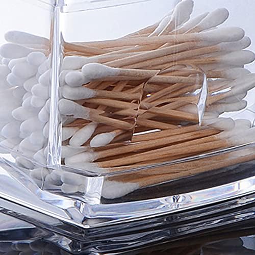 Khakho 2Pcs Clear Cotton Swab Holder with Lid