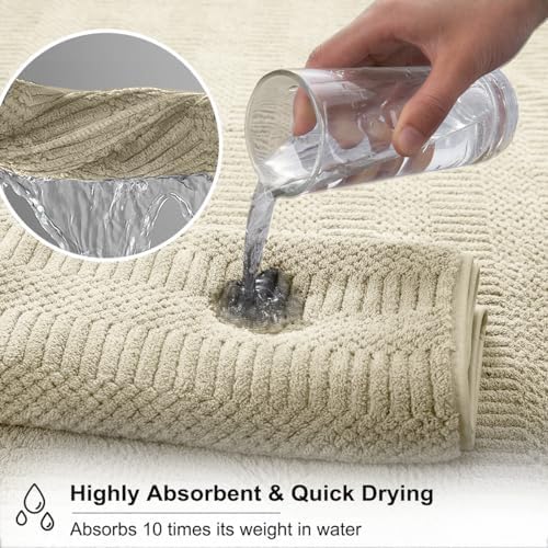 8 Pcs Tan Oversized Bath Towel Set - Soft Durable Quick Dry